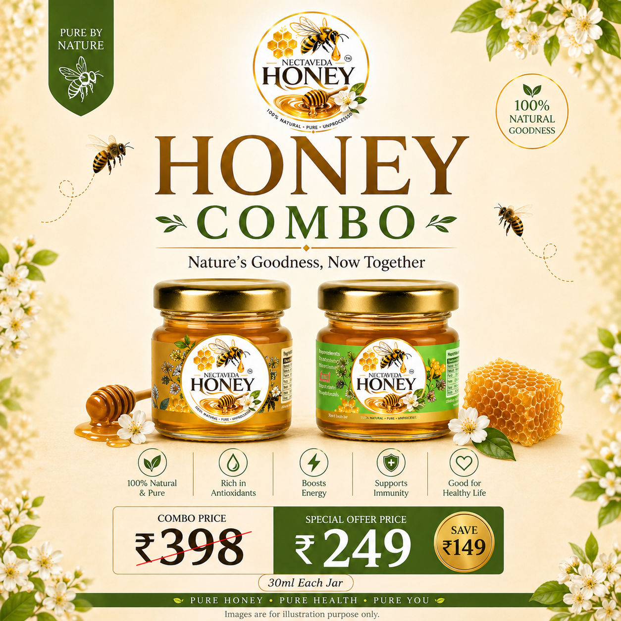 TRIAL COMBO OFFER - 2 x 30ml PURE HONEY